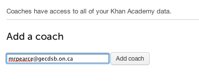 Khan Academy - Add the Email Address of Your Coach