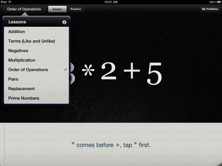 Algebra Touch Math Help iOS iPad iPhone App | Algebra Topics