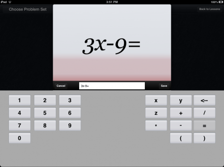 Algebra Touch iOS iPad iPhone Math App | Create Problems