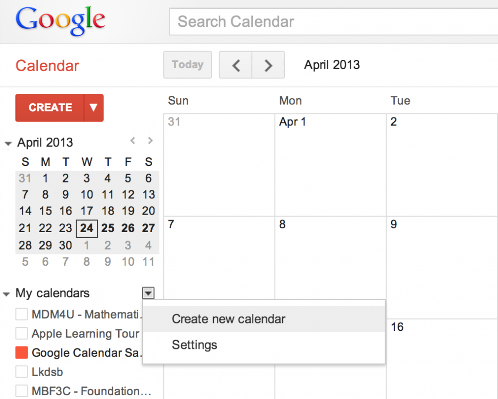 How Teachers Can Use Google Calendar as a Class Website - Create a New Calendar