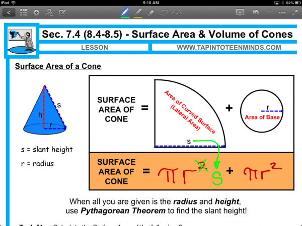Surface Area of a Cone Consolidation