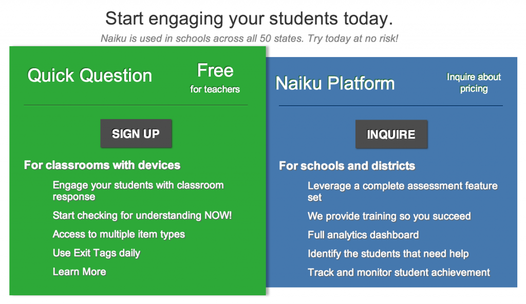 Naiku Quick Question is FREE for Classroom Clicker Replacement
