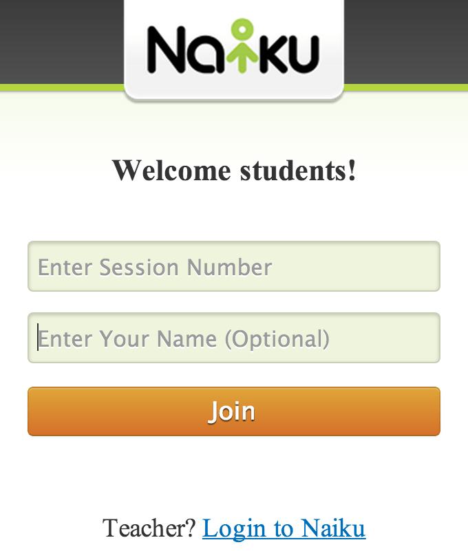 Naiku Quick Question Student Assessment Login Screen Tap Into Teen Minds
