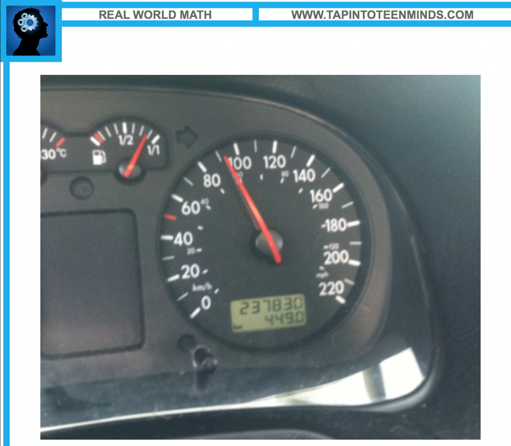 The Drive to Work - Real World Math Solution Speedometer