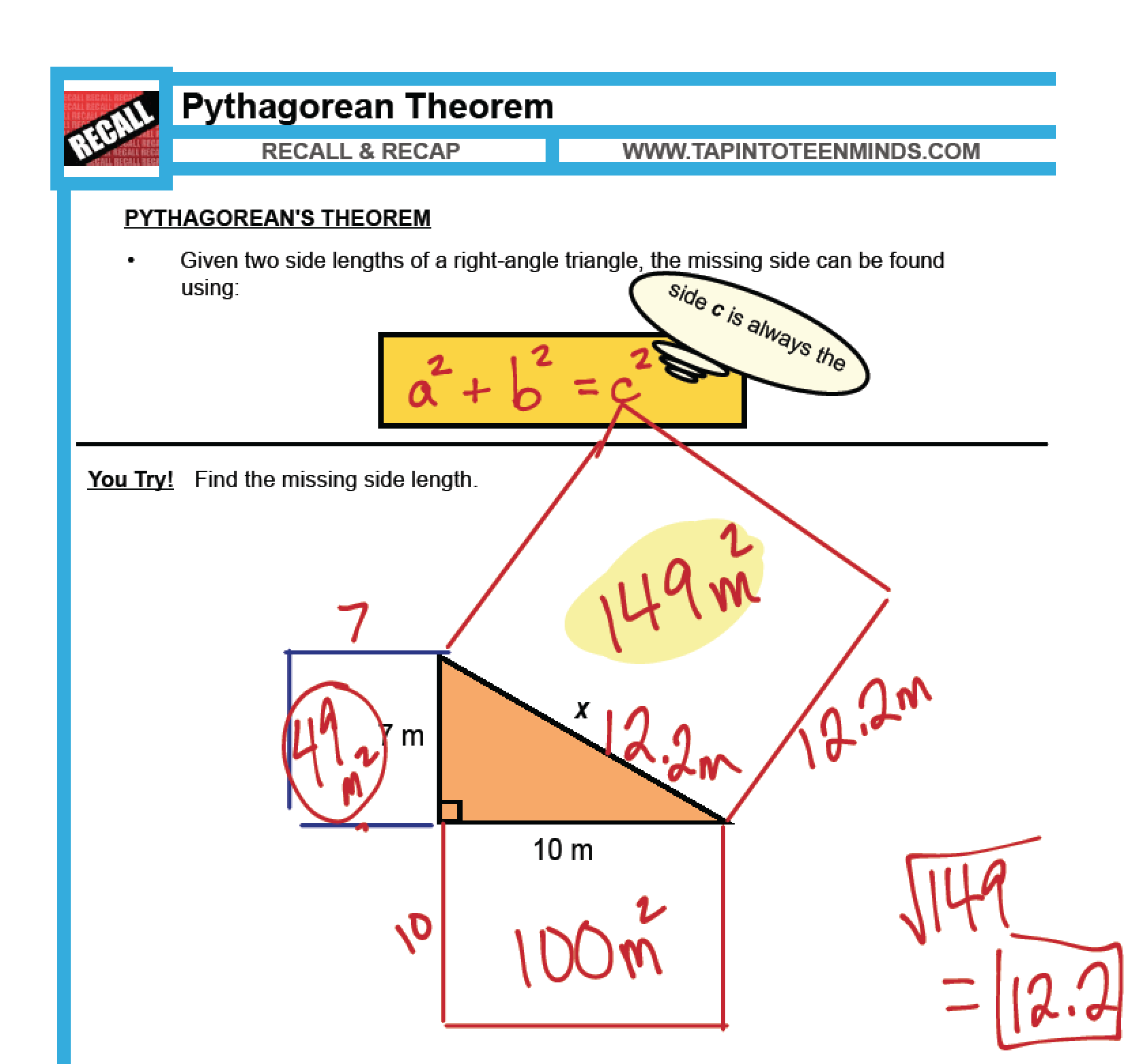 1.5 - Pythagorean Theorem | MFM1P Grade 9 Applied Math Help