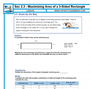 2.3 – Maximizing Area With 3-Sides | Math Task Template