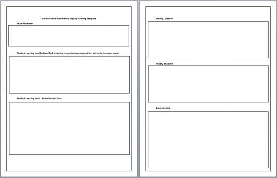 2014-15 Middle Years Collaborative Inquiry (MYCI) Planning Template