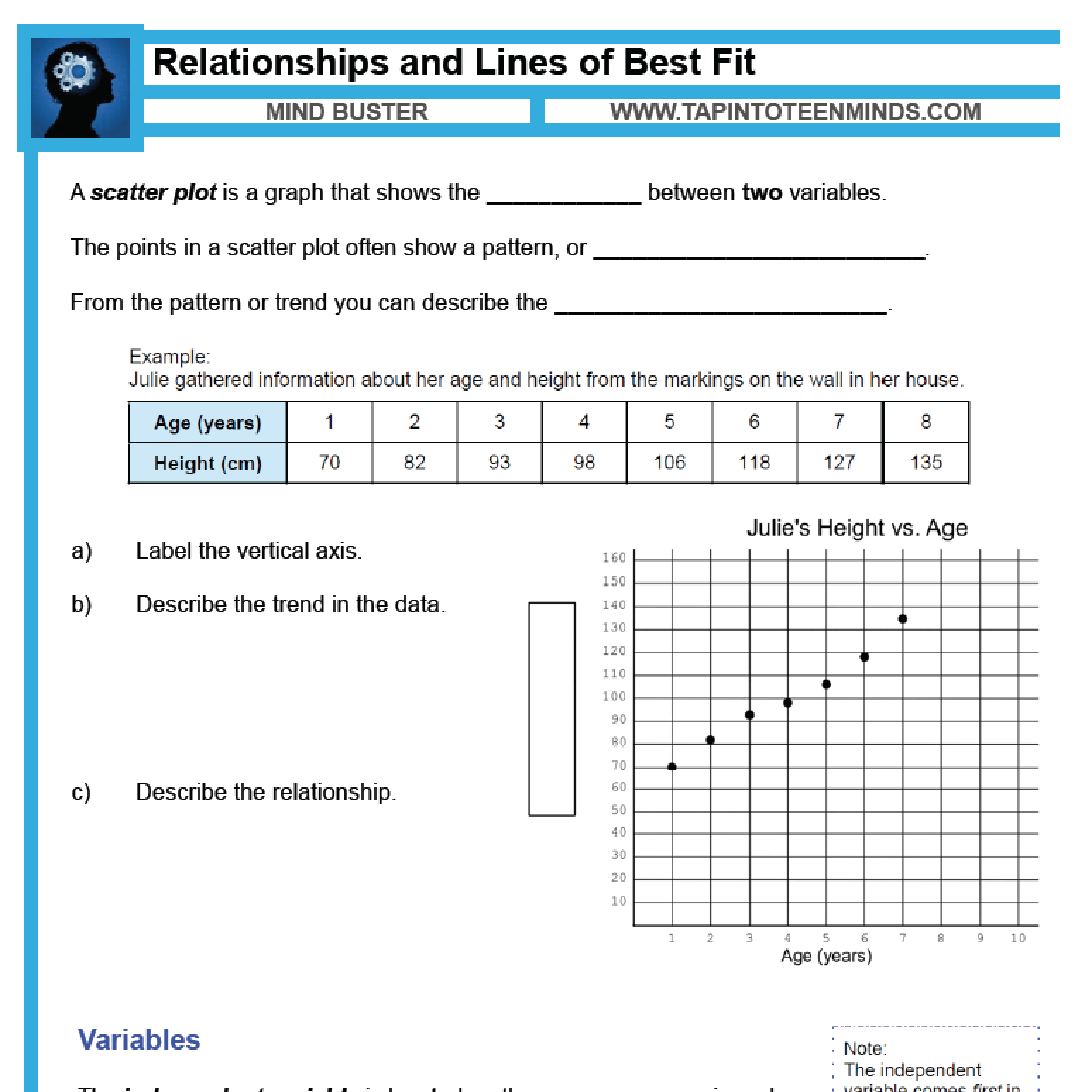 Scatter Plot Worksheet With Answers