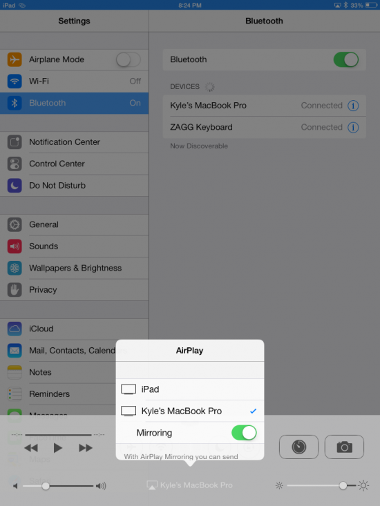 AirPlay iPad to MacBook via Bluetooth and Reflector