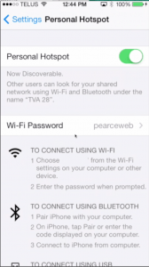 Enable Personal Hotspot in iPhone Settings