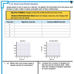 5.6 – Direct and Partial Variation | Math Task Template
