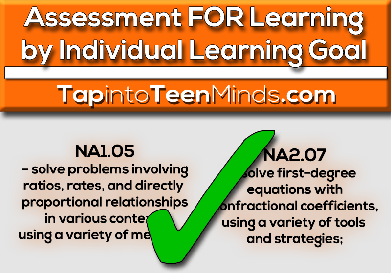 Assessment FOR Learning By Individual Learning Goal