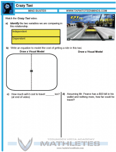 Crazy Taxi 3 Act Math Task Resource Template