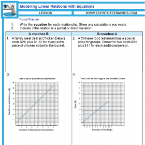 5.8 – Modelling Linear Relations With Equations | Math Task Template