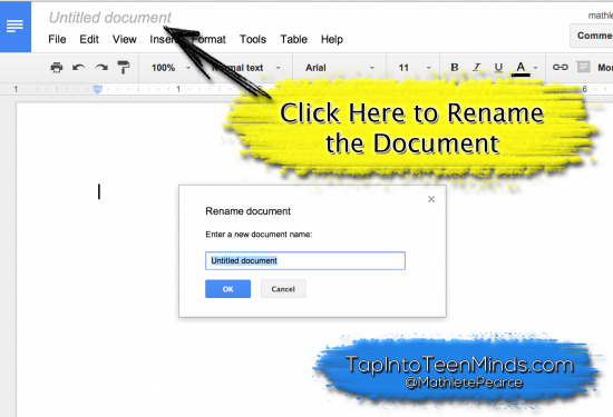 Google Drive for Descriptive Feedback - Rename Google Doc