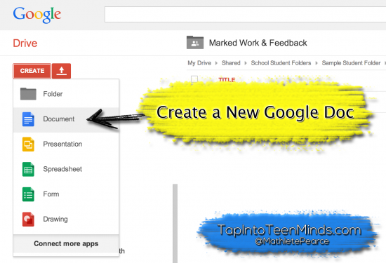 Google Drive for Descriptive Feedback - Create a New Google Doc