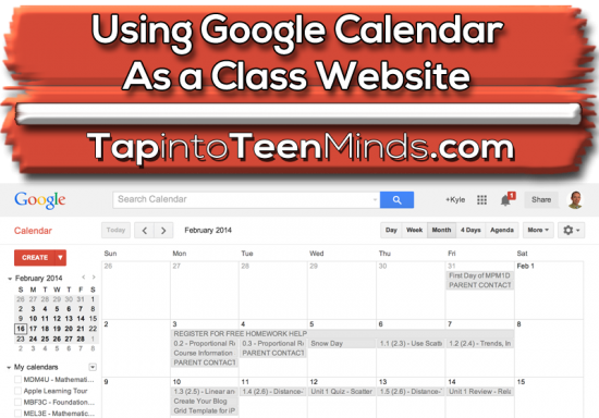 Using Google Calendar As A Class Website