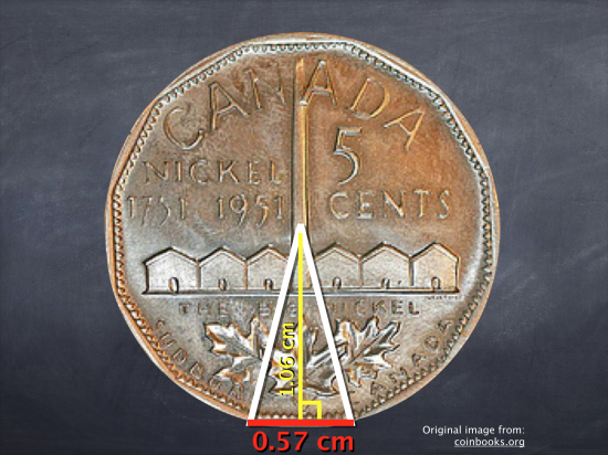 Big Nickel - Act 2 - Height and Base of 1951 Canadian Nickel