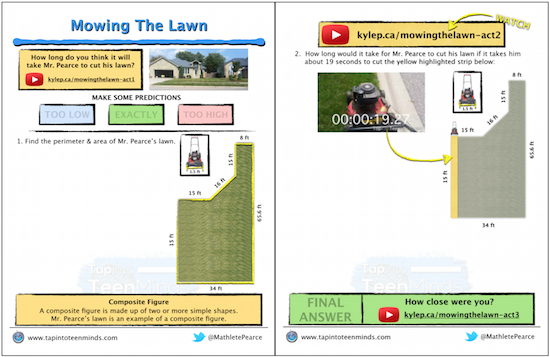 Mowing The Lawn 3 Act Math Task Template PDF File Resource