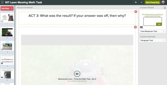 Mowing the Lawn PearDeck Slides - 3 Act Math Task
