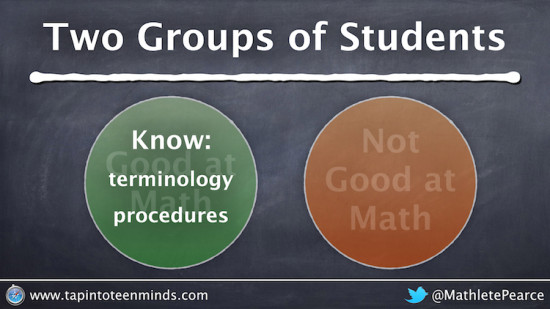Two Groups of Math Students - Good know Terminology and Procedures