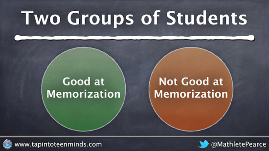 Two Groups of Math Students - Good at Math or Memorization