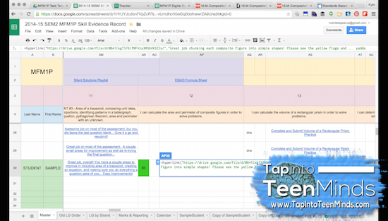 Education Technology Digital Assessment Workflow - Paste shared link in the feedback cell for that student