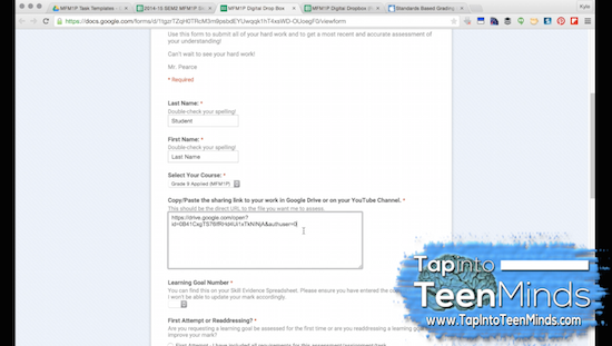 Education Technology Digital Assessment Workflow With Google Drive & Sheets - Paste Link Into Form