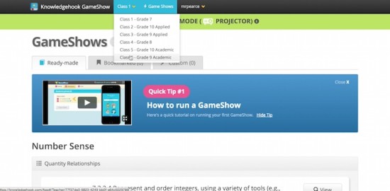 Knowledgehook Gameshow Course Selection