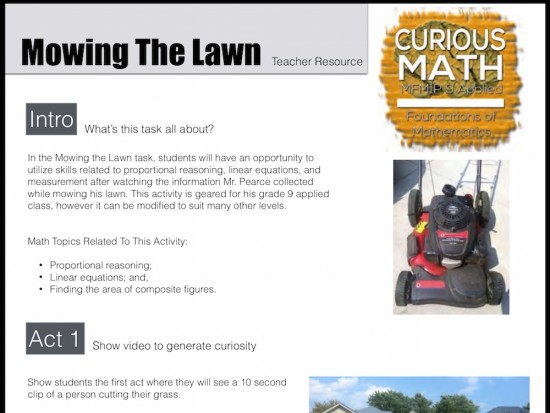 Curious Math iTunes U Course - 06 Mowing the Lawn Task Teacher Resource Guide