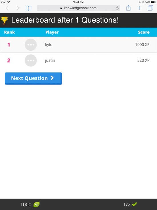 Curious Math iTunes U Course - 16 Knowledgehook Gameshow Gamified Leaderboard