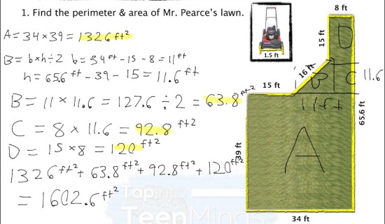 Mowing the Lawn - Student Exemplar #1 Finding Area