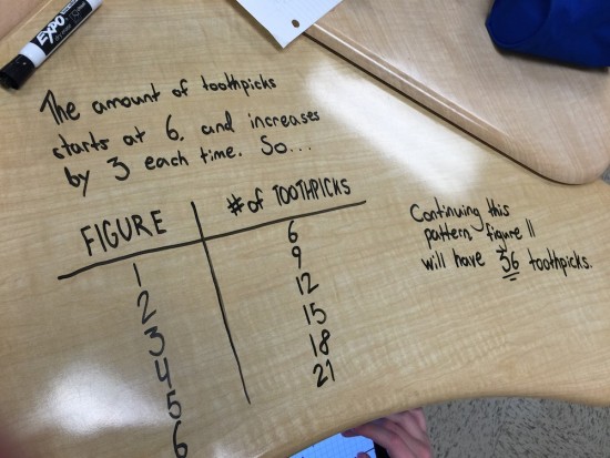 Placing Toothpicks Part 3 - 3 Act Math Student Exemplar 1