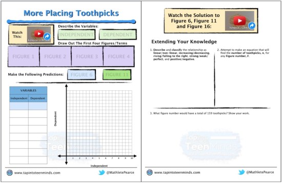 Placing Toothpicks Part 4 Math Task Template Screenshot