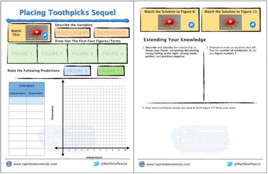 Placing Toothpicks Sequel Math Task Template Screenshot