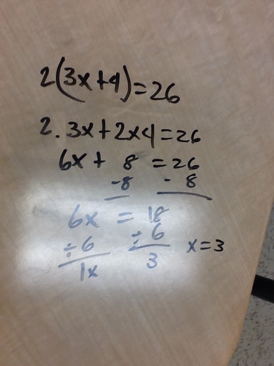 Student Exemplar - Solving Equations Warm-Up