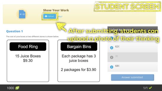 Knowledgehook EQAO Benchmark Tool - Students Submit Answer and Upload Solutions