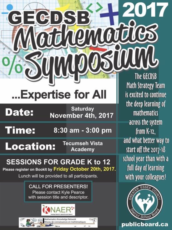 GECDSB Mathematics Symposium November 4th, 2017