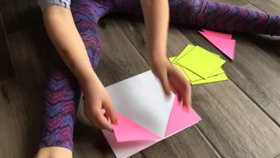 Cover It Up! K-4 Task 13 - What Taliah did with triangles to cover the square