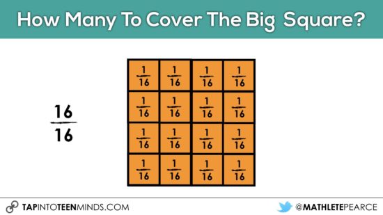 Cover It Up! K-4 Task 19 - Moving towards standard fraction notation with sixteeths